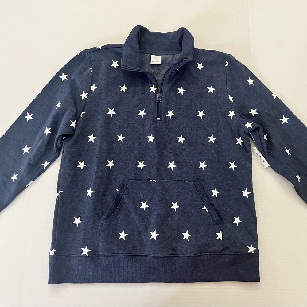 Mens Long-Sleeve Quarter-Zip Sweater with Front Pockets NWT Americana Star Print